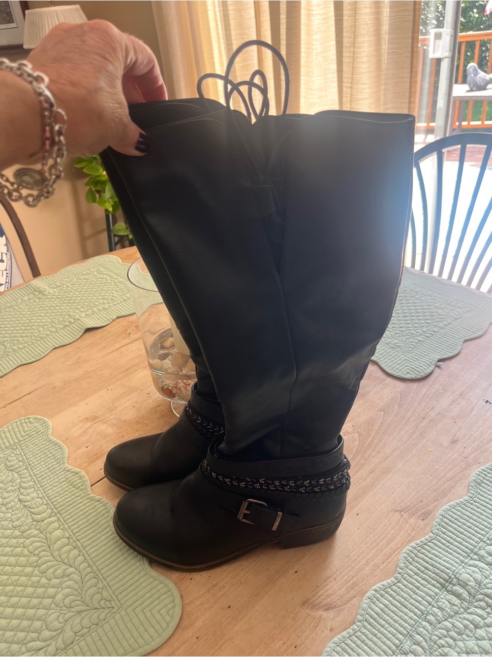 SO Black Braided Strap Riding Boots